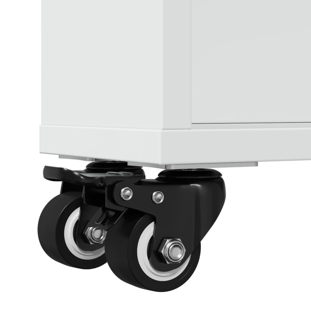 vidaXL Τρόλεϊ Αποθήκευσης Στενό Λευκό 48x13x68 εκ. Επεξεργασμένο Ξύλο