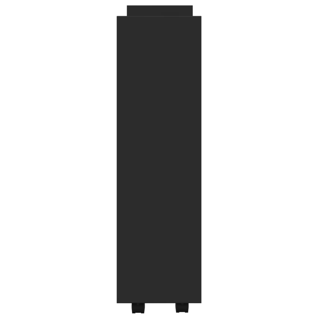 vidaXL Τρόλεϊ Αποθήκευσης Στενό 3 Επιπέδων Μαύρο Επεξεργασμένο Ξύλο