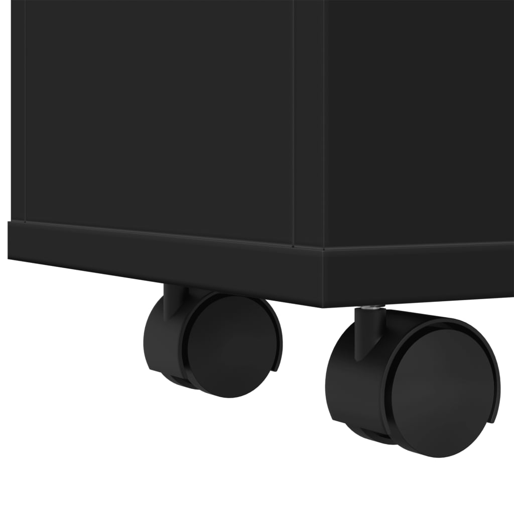 vidaXL Ντουλάπι Μπάνιου Στενό με Ροδάκια Μαύρο Επεξ. Ξύλο