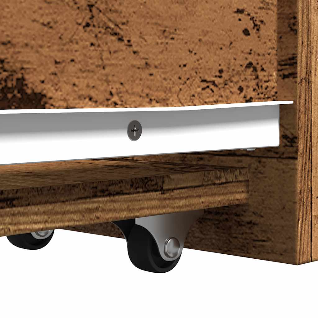 vidaXL Ντουλάπι Μπάνιου Στενό με Ροδάκια Όψη Παλαιού Ξύλου Επεξ. Ξύλο