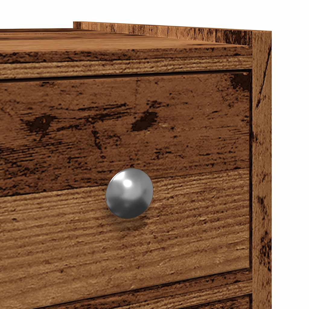 vidaXL Ντουλάπι Μπάνιου Στενό με Ροδάκια Όψη Παλαιού Ξύλου Επεξ. Ξύλο