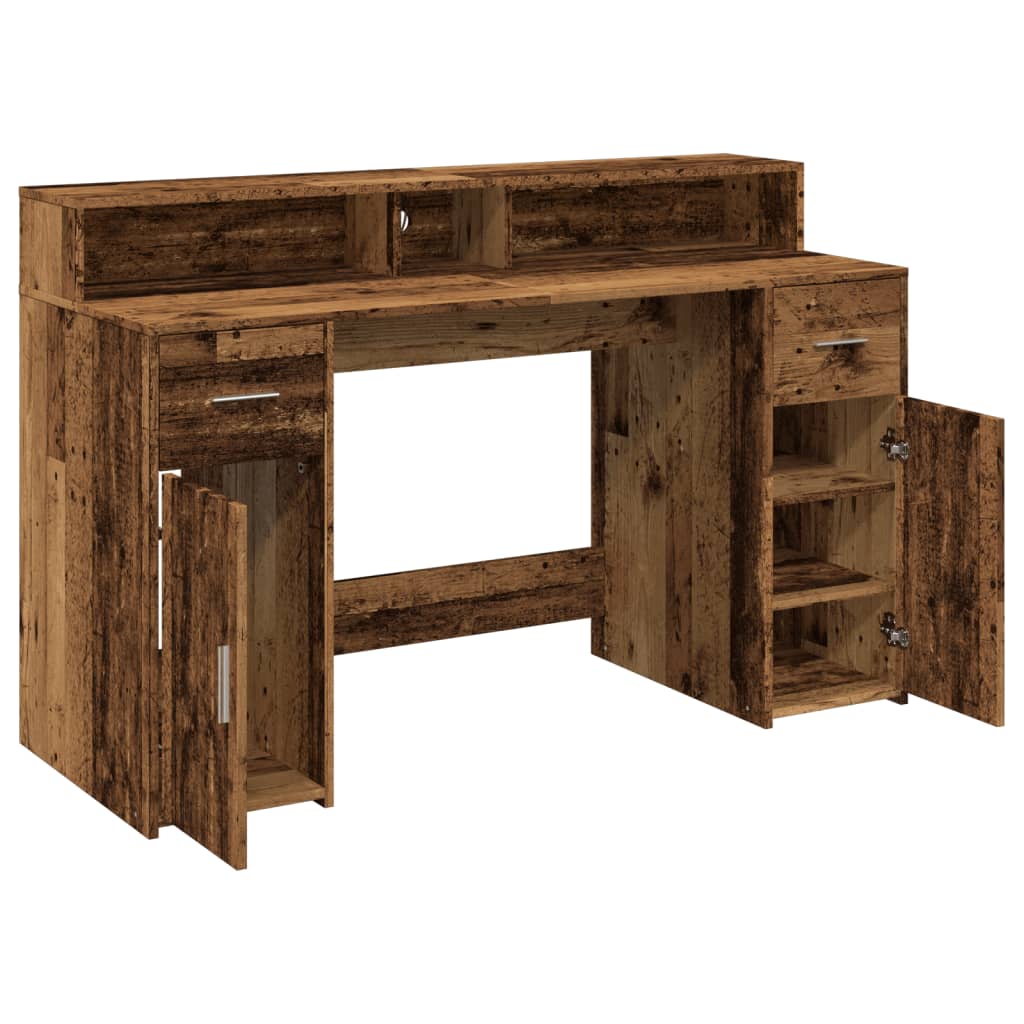 vidaXL Γραφείο με LED Όψη Παλαιού Ξύλου 140x55x91 εκ. Επεξεργ. Ξύλο