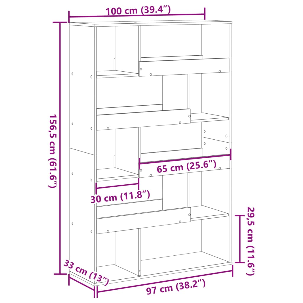 vidaXL Βιβλιοθήκη/Διαχωριστικό Χώρου 100x33x156,5 εκ. Επεξ. Ξύλο