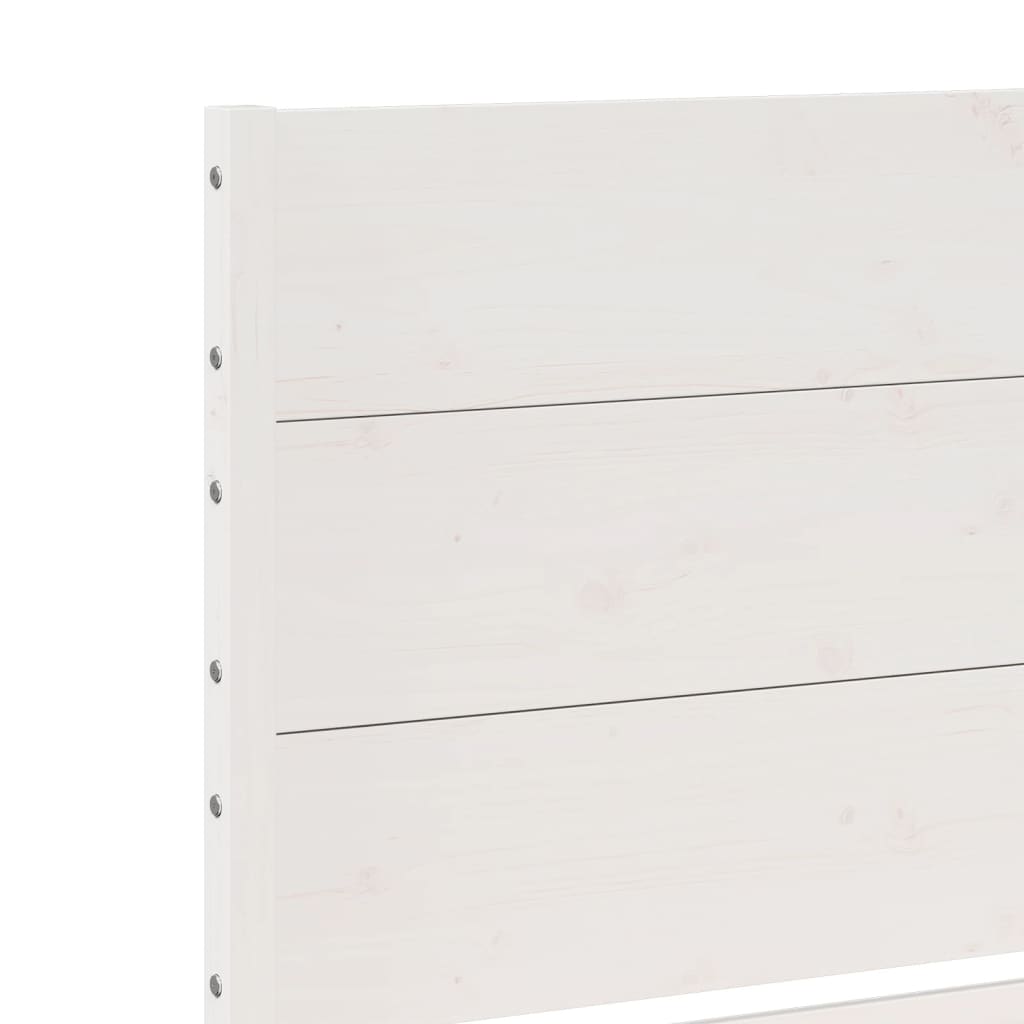 vidaXL Πλαίσιο Κρεβατιού Μακρύ Χωρίς Στρώμα Λευκό 140x210εκ Μασίφ Ξύλο