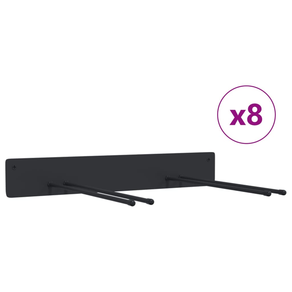 vidaXL Ράφια Αποθ. Εργαλείων Κήπου Επιτοίχια 8 Τεμ. Μαύρα από Ατσάλι