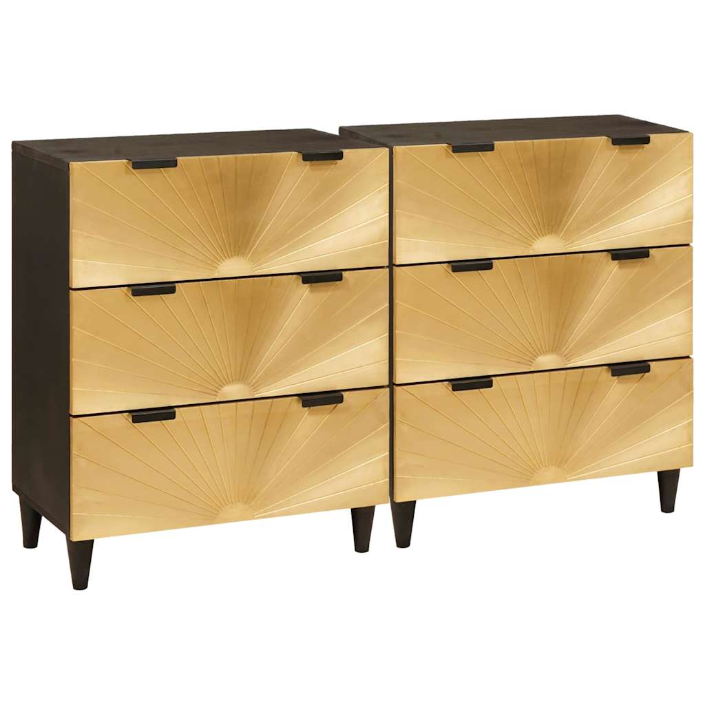 vidaXL Σετ Μπουφέδων 2 pcs Μαύρο και Ορείχαλκος 120 x 33 x 75 εκ