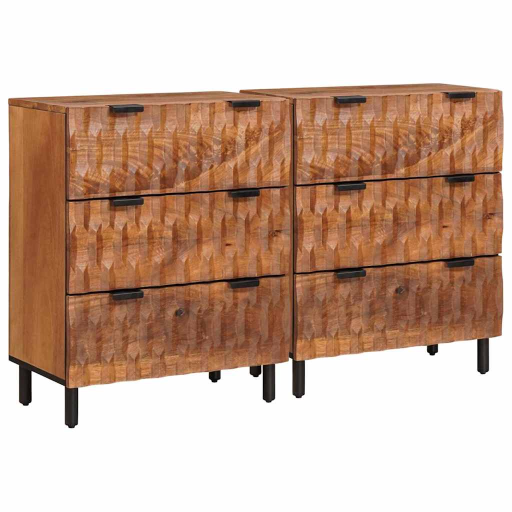 vidaXL Πλαϊνό γραφείο 2 pcs Καφέ Φινίρισμα Ακακίας 60 x 33 x 75 cm