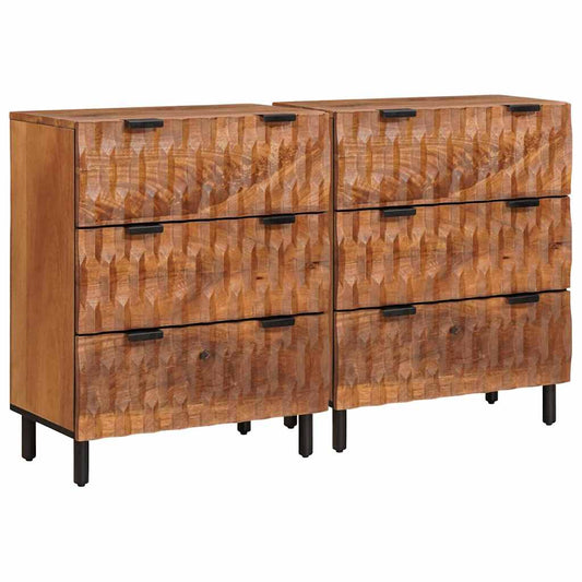 vidaXL Πλαϊνό γραφείο 2 pcs Καφέ Φινίρισμα Ακακίας 60 x 33 x 75 cm