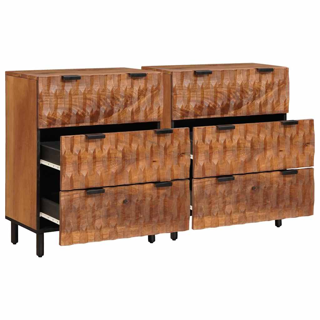 vidaXL Πλαϊνό γραφείο 2 pcs Καφέ Φινίρισμα Ακακίας 60 x 33 x 75 cm