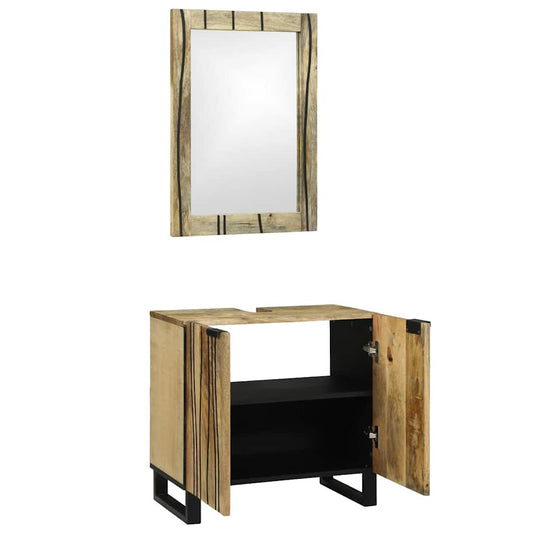 vidaXL Σετ Επίπλων Μπάνιου με ράφι 2 pcs Καφέ 62 x 33 x 58 εκ.