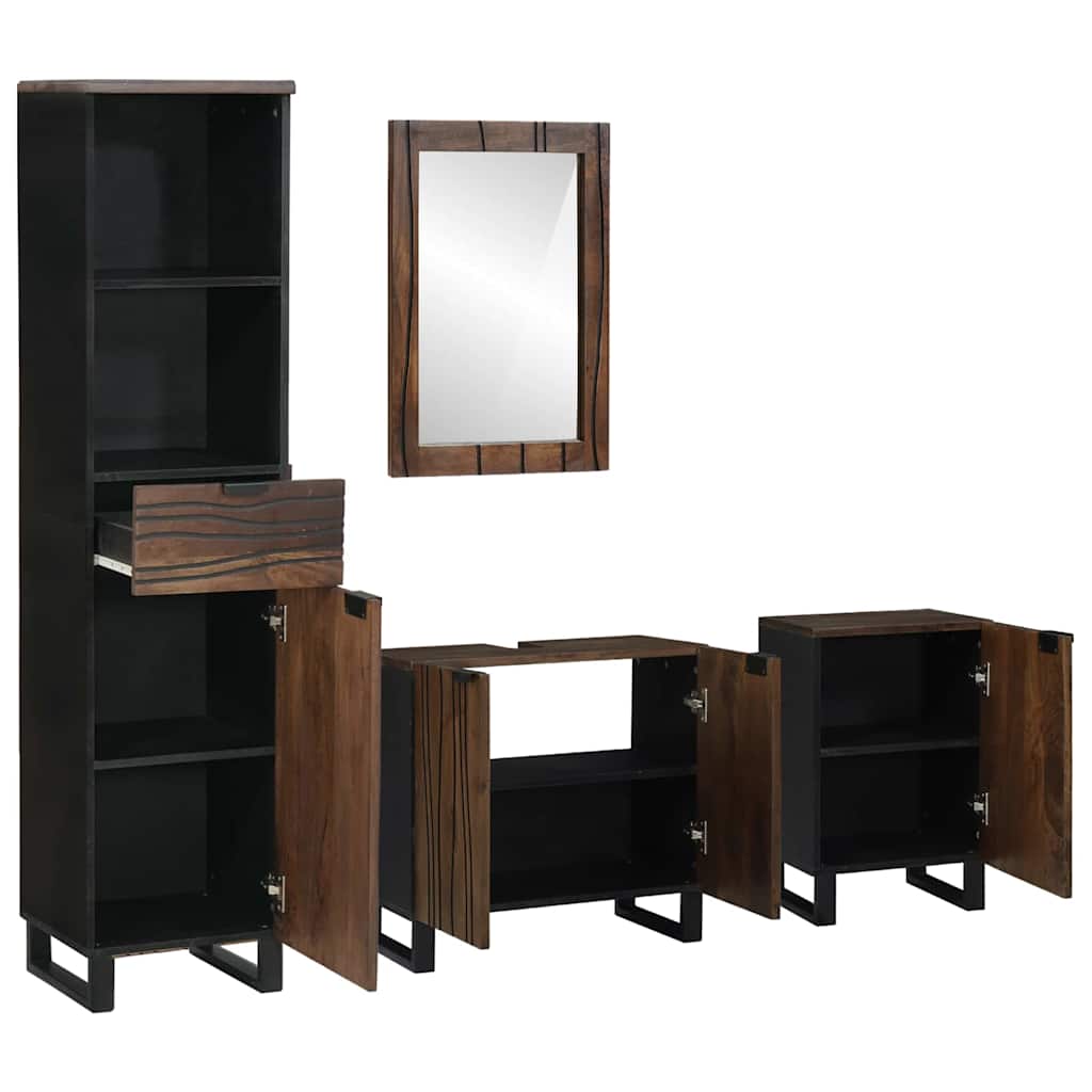 vidaXL Σετ Επίπλων Μπάνιου με συρτάρι 4 pcs Λευκό Επεξεργασμένο ξύλο