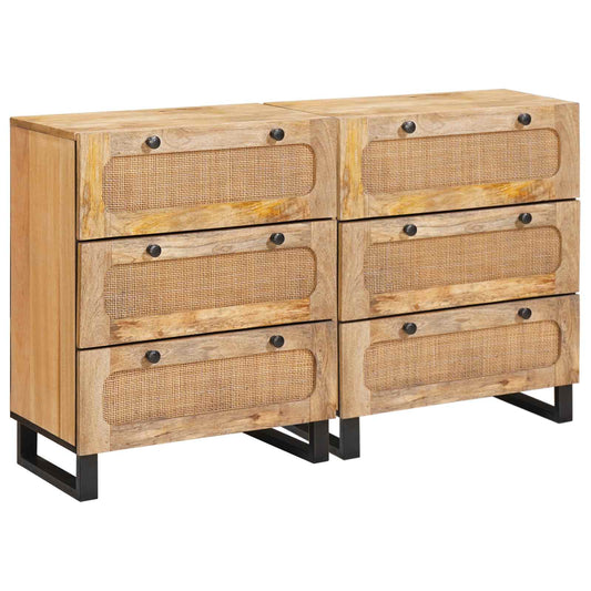 vidaXL Πλαϊνό γραφείο 2 pcs Καφέ 60 x 33 x 75 cm Στερεό ξύλο μάνγκο