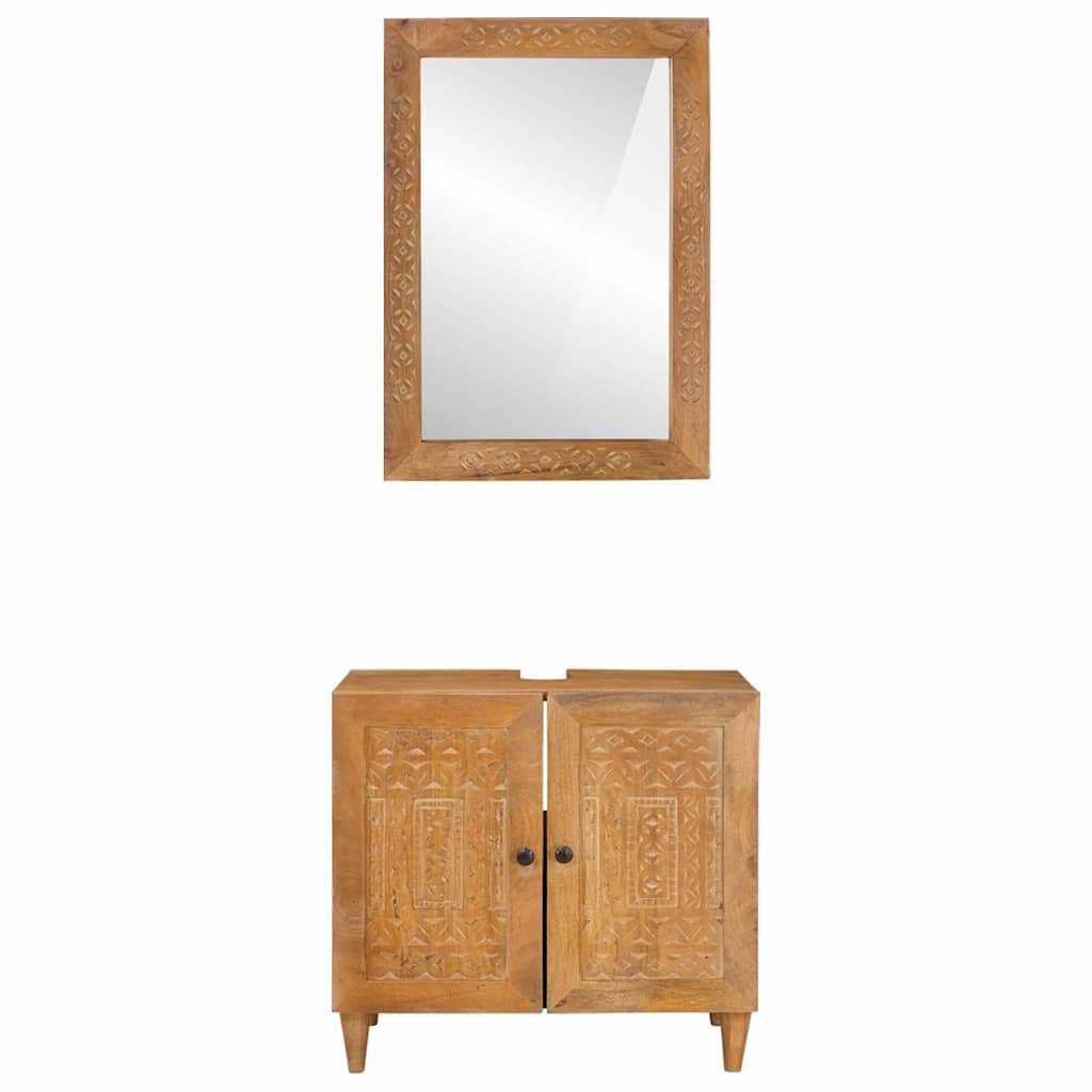 vidaXL Σετ Επίπλων Μπάνιου Επιτοίχιο 2 pcs Καφέ 62 x 33 x 58 εκ.