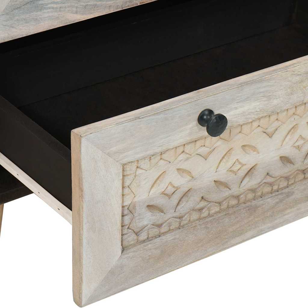 vidaXL Πλαϊνό γραφείο 2 pcs Λευκό 120 x 33,5 x 75 εκ Μασίφ ξύλο μάνγκο
