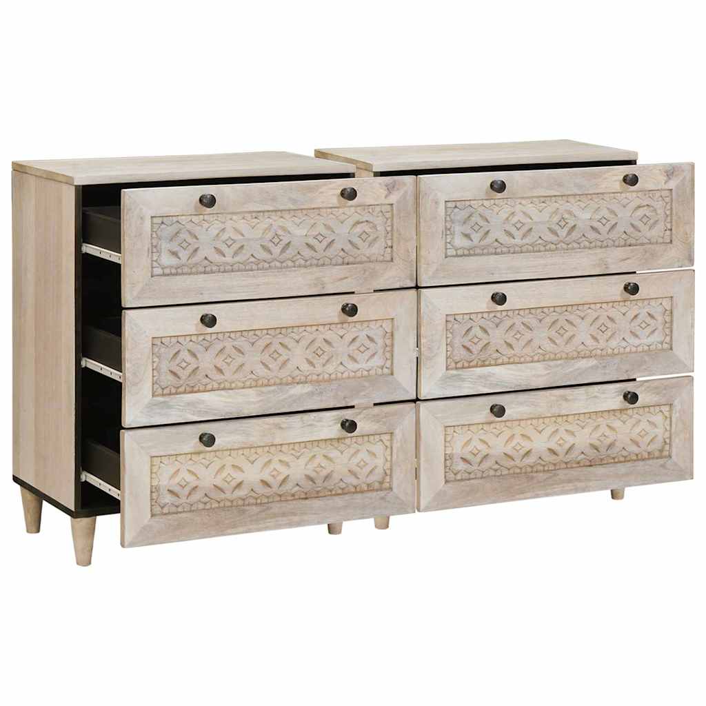 vidaXL Πλαϊνό γραφείο 2 pcs Λευκό 120 x 33,5 x 75 εκ Μασίφ ξύλο μάνγκο