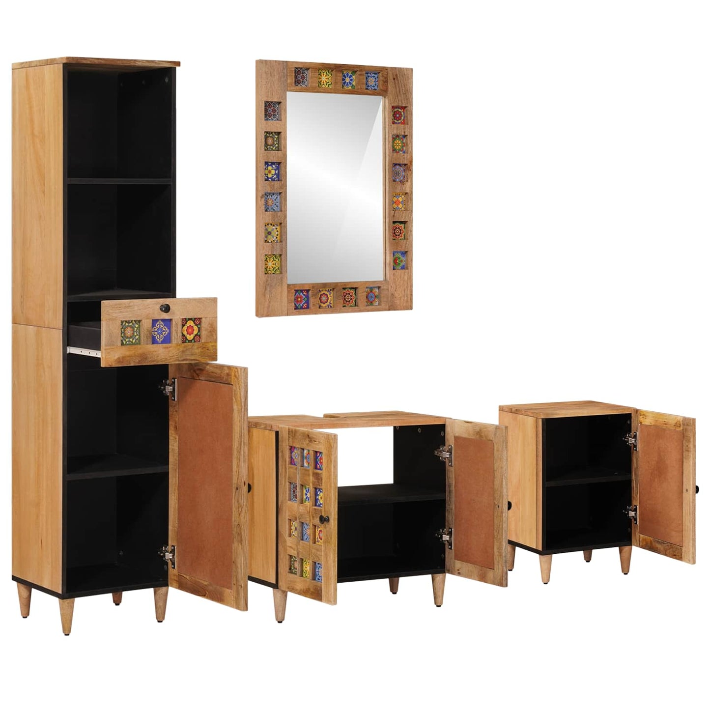 vidaXL Σετ Επίπλων Μπάνιου 4 τμχ. Φυσικό 38 x 33 x 160 εκ.