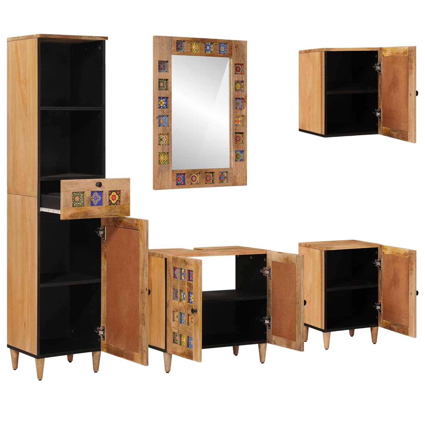 vidaXL Σετ Επίπλων Μπάνιου 5 τμχ. Φυσικό 38 x 33 x 160 εκ.