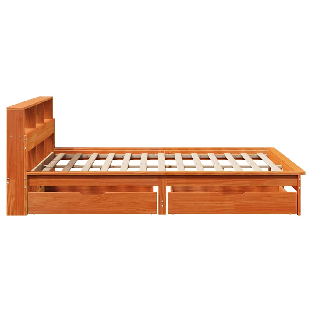 vidaXL Κρεβάτι Βιβλιοθήκη Χωρίς Στρώμα 140x190 εκ Μασίφ Ξύλο Πεύκου