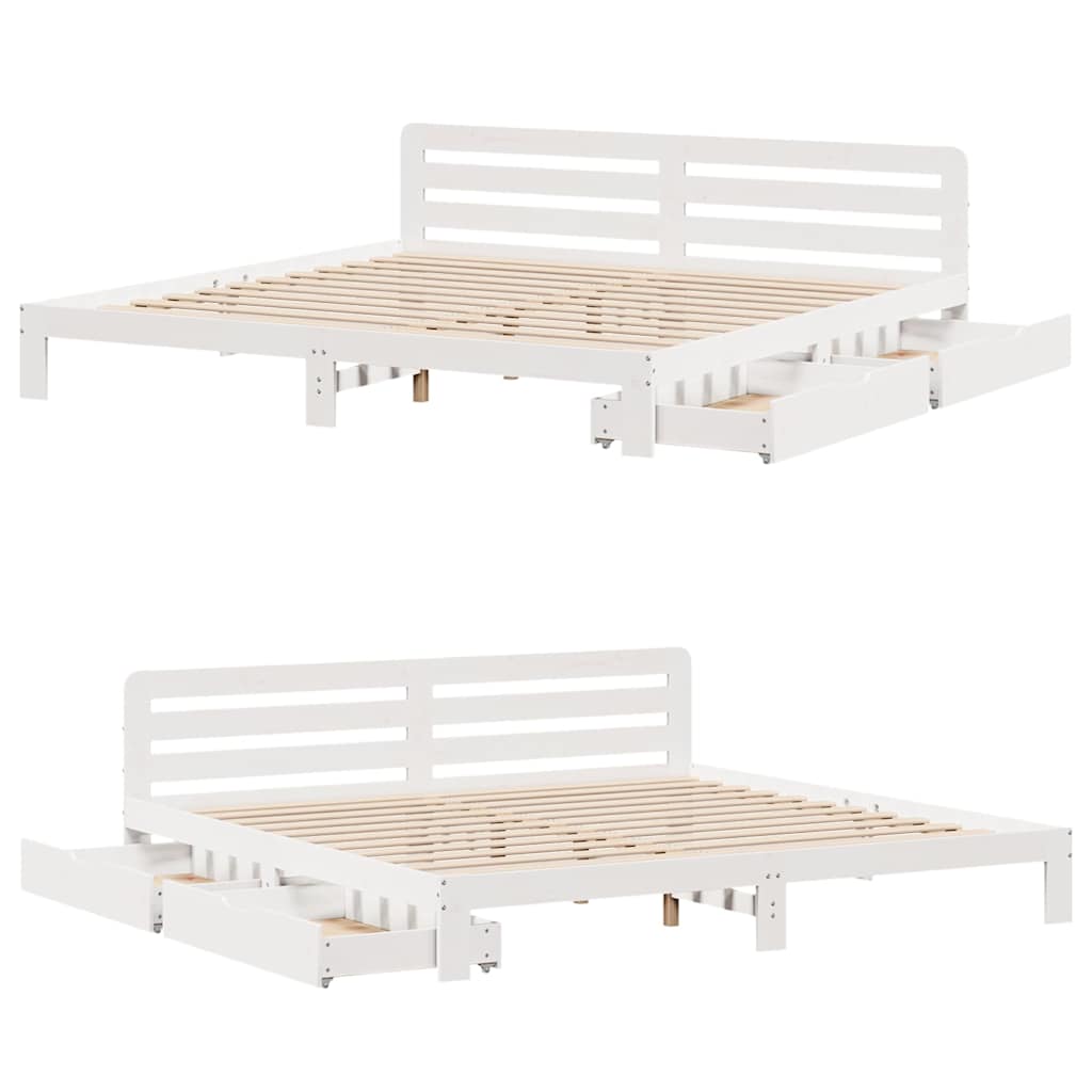 vidaXL Σκελετός Κρεβ. Χωρίς Στρώμα Λευκό 180x200 εκ Μασίφ Πεύκο