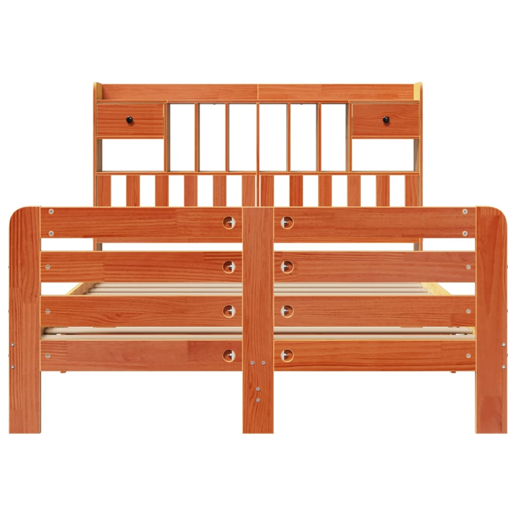 vidaXL Κρεβάτι Βιβλιοθήκη Χωρίς Στρώμα 160x200 εκ Μασίφ Ξύλο Πεύκου