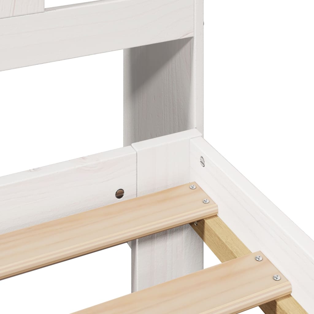 vidaXL Κρεβάτι Βιβλιοθήκη Χωρίς Στρώμα Λευκό 135x190 εκ Μασίφ Πεύκο