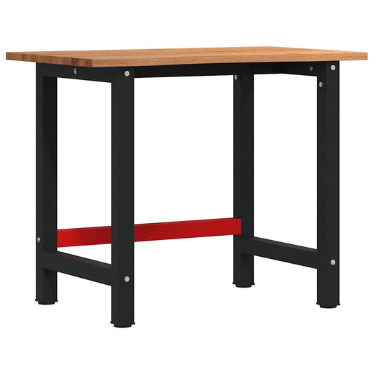 vidaXL Πάγκος Εργασίας Ανοιχτό Καφέ 100x60x81,5 cm Μασίφ Ξύλο Δρυς