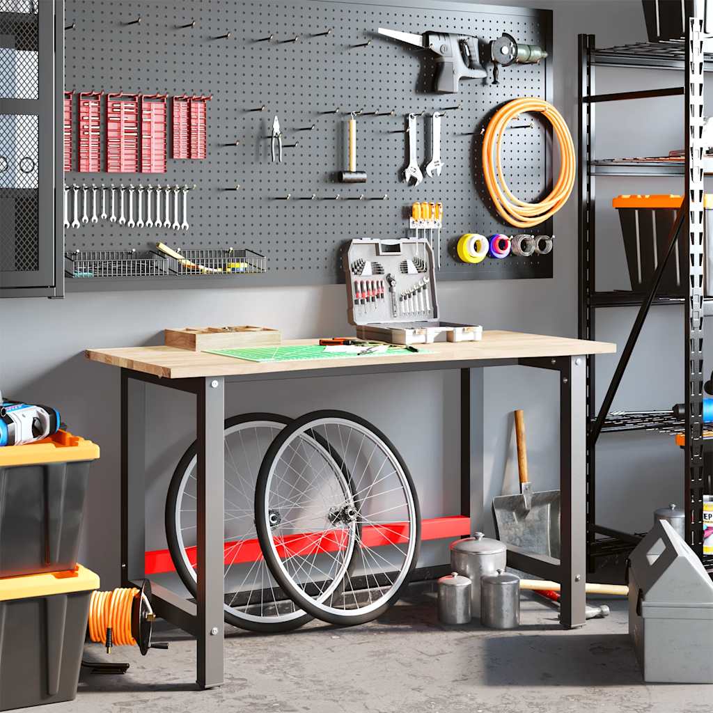 Πάγκος εργασίας vidaXL 140x60x81,5 cm μασίφ ξύλο δρυς