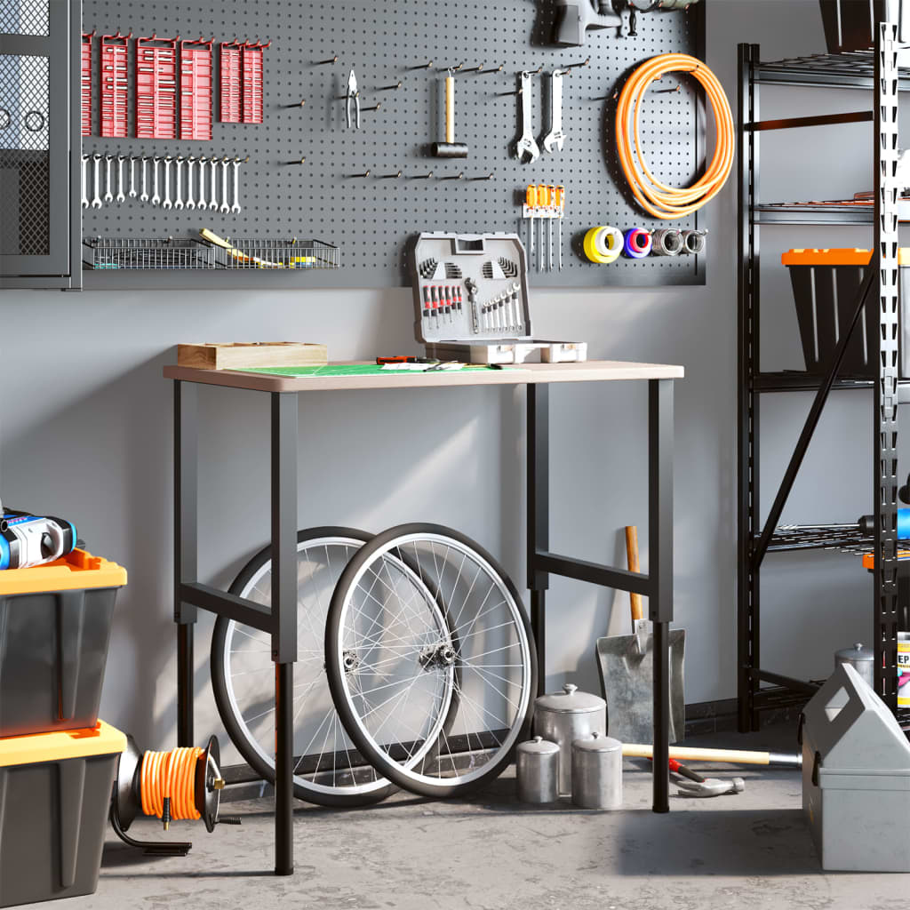 vidaXL Πάγκος Εργασίας Ορθογώνιος 100x60x(71,5-98) εκ Μασίφ Ξύλο Δρυός