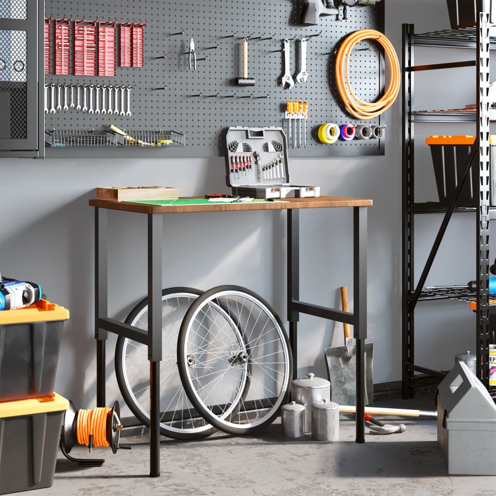 vidaXL Πάγκος Εργασίας Ορθογώνιος 100x60x(71,5-98) εκ Μασίφ Ξύλο Δρυός