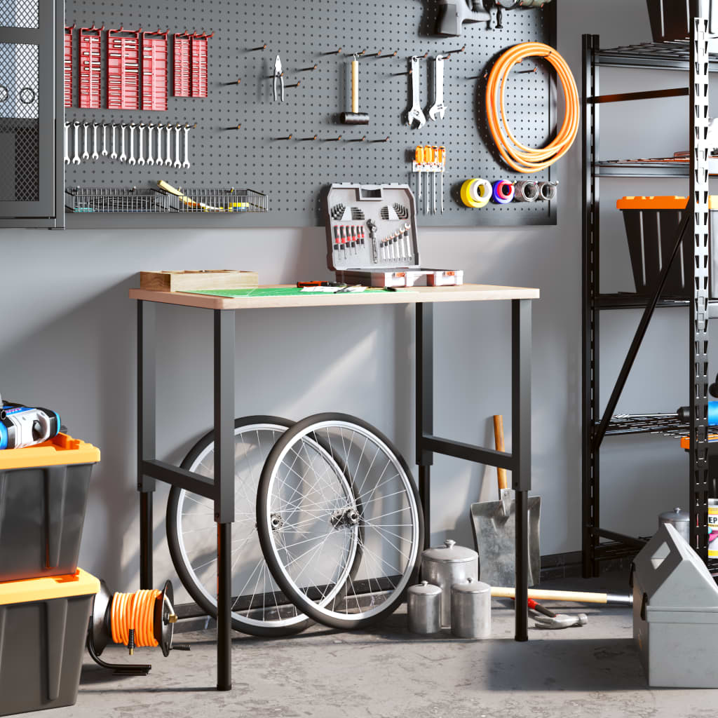 vidaXL Πάγκος Εργασίας Ορθογώνιος 100x60x(71,5-98) εκ Μασίφ Ξύλο Οξιάς