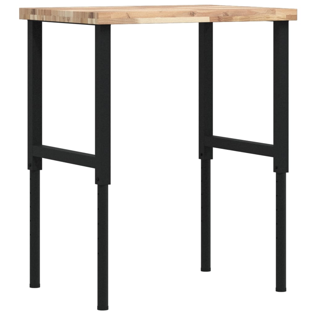 vidaXL Πάγκος Εργασίας Ορθογώνιος 80x60x(73-99,5)εκ Μασίφ Ξύλο Ακακίας