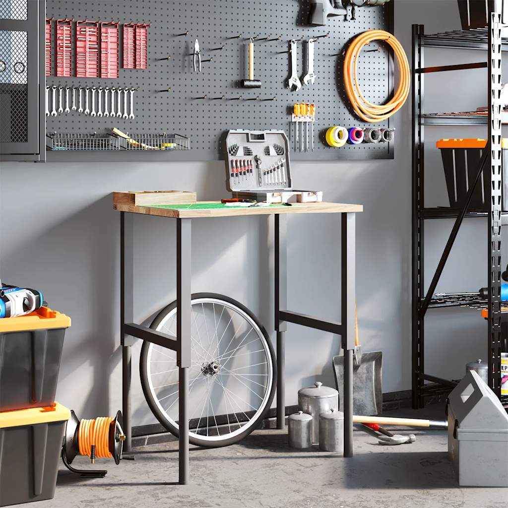 πάγκος εργασίας vidaXL 80x60x(71,5-98) cm Μασίφ Ξύλο Δρυς