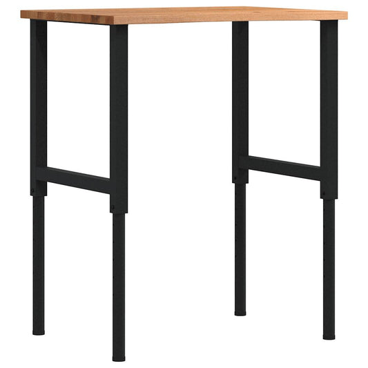 vidaXL Πάγκος Εργασίας Ανοιχτό Καφέ 80x60x(71,5-98) cm Μασίφ Ξύλο Δρυς