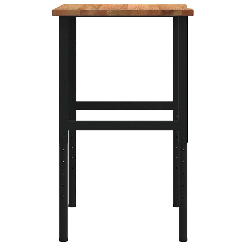 vidaXL πάγκος εργασίας ανοιχτό καφέ 100x60x(71,5-98)cm μασίφ ξύλο δρυς