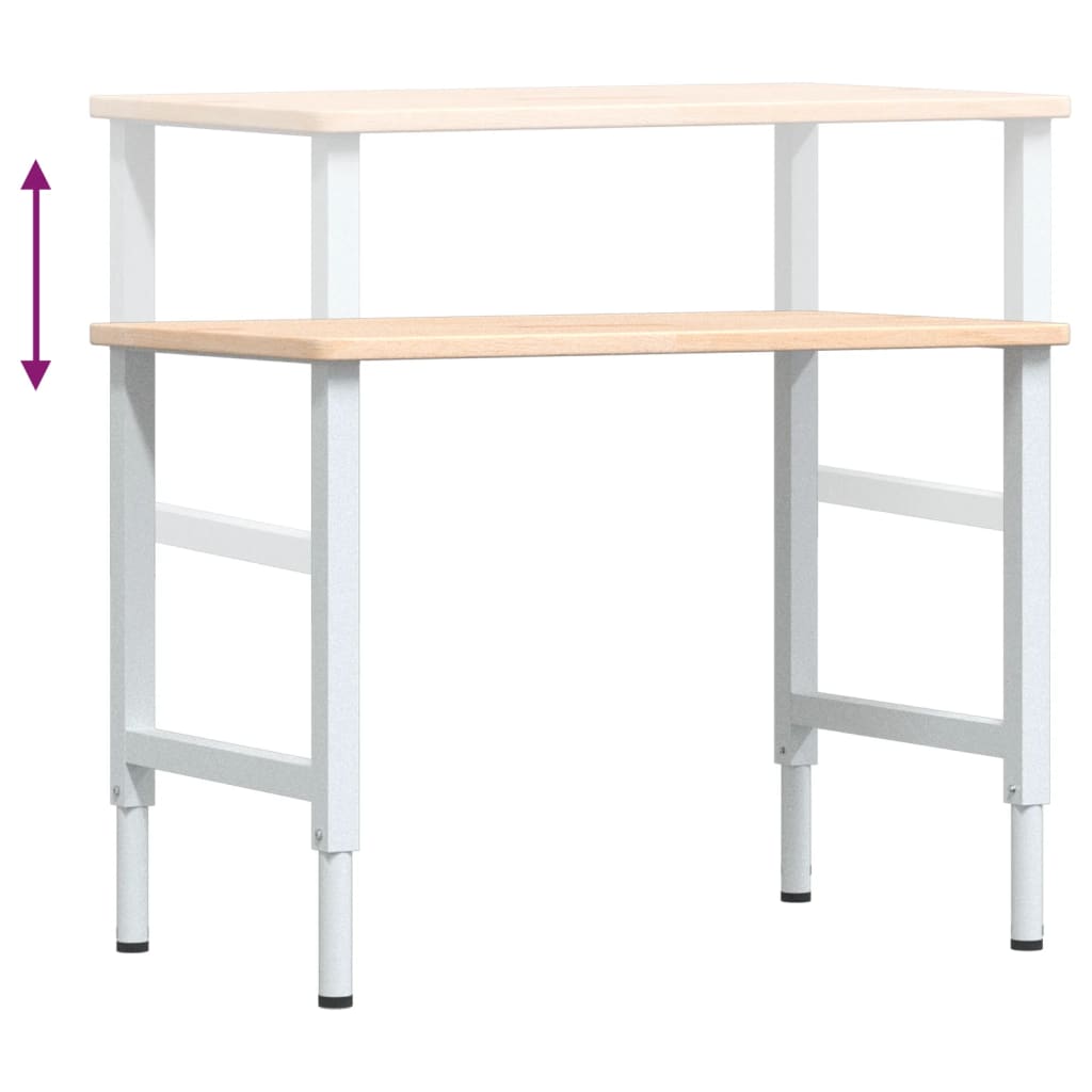 vidaXL Πάγκος Εργασίας Ορθογώνιος 100x60x(71,5-98) εκ Μασίφ Ξύλο Δρυός