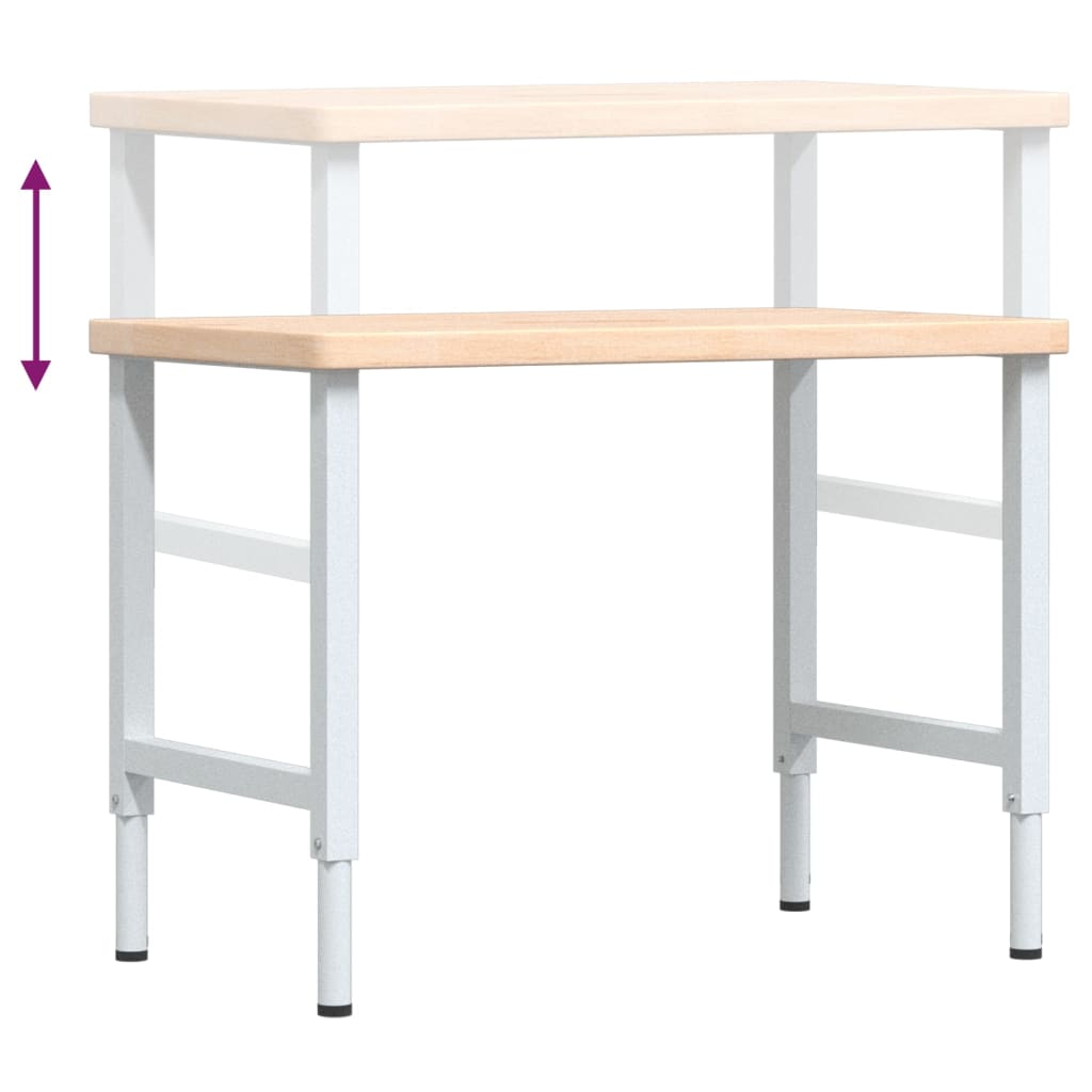 vidaXL Πάγκος Εργασίας Ορθογώνιος 100x60x(73-99,5) εκ Μασίφ Ξύλο Δρυός