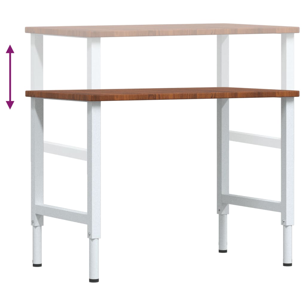 vidaXL Πάγκος Εργασίας Ορθογώνιος 100x60x(71,5-98) εκ Μασίφ Ξύλο Δρυός