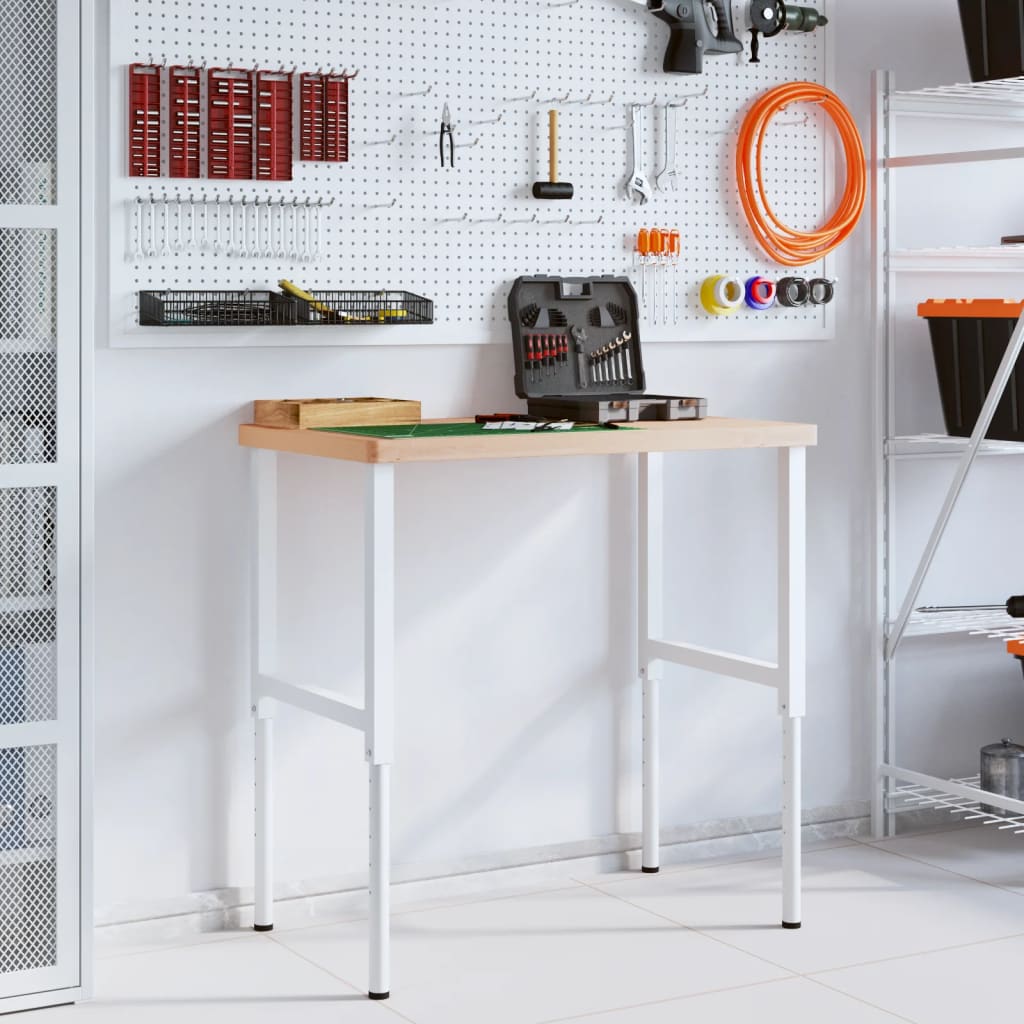 vidaXL Πάγκος Εργασίας Ορθογώνιος 100x60x(73-99,5) εκ Μασίφ Ξύλο Οξιάς