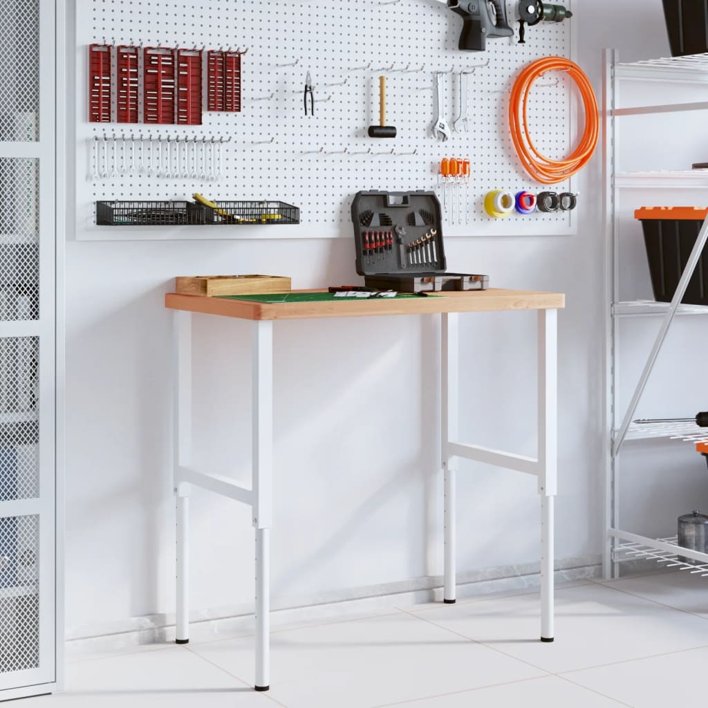 vidaXL Πάγκος Εργασίας Ορθογώνιος 100x60x(73-99,5) εκ Μασίφ Ξύλο Οξιάς