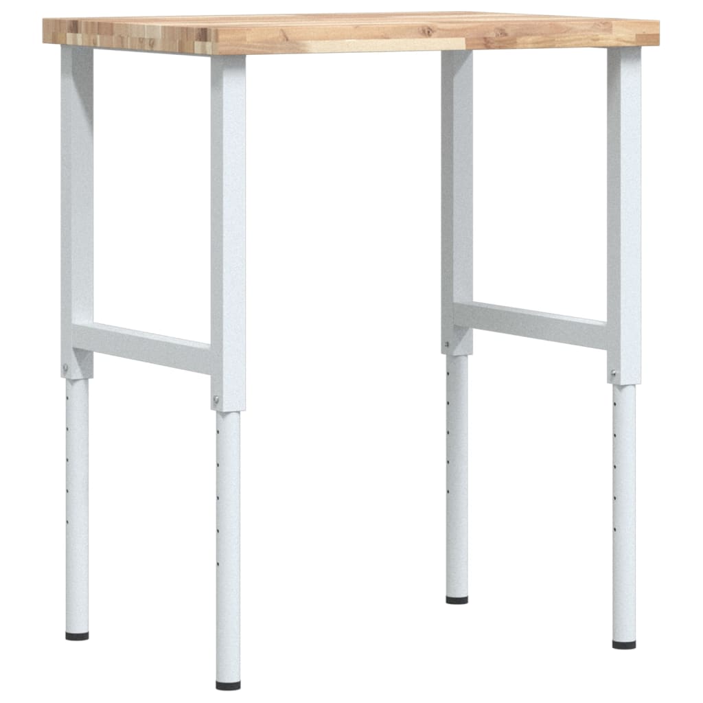 vidaXL Πάγκος Εργασίας Ορθογώνιος 80x60x(73-99,5)εκ Μασίφ Ξύλο Ακακίας