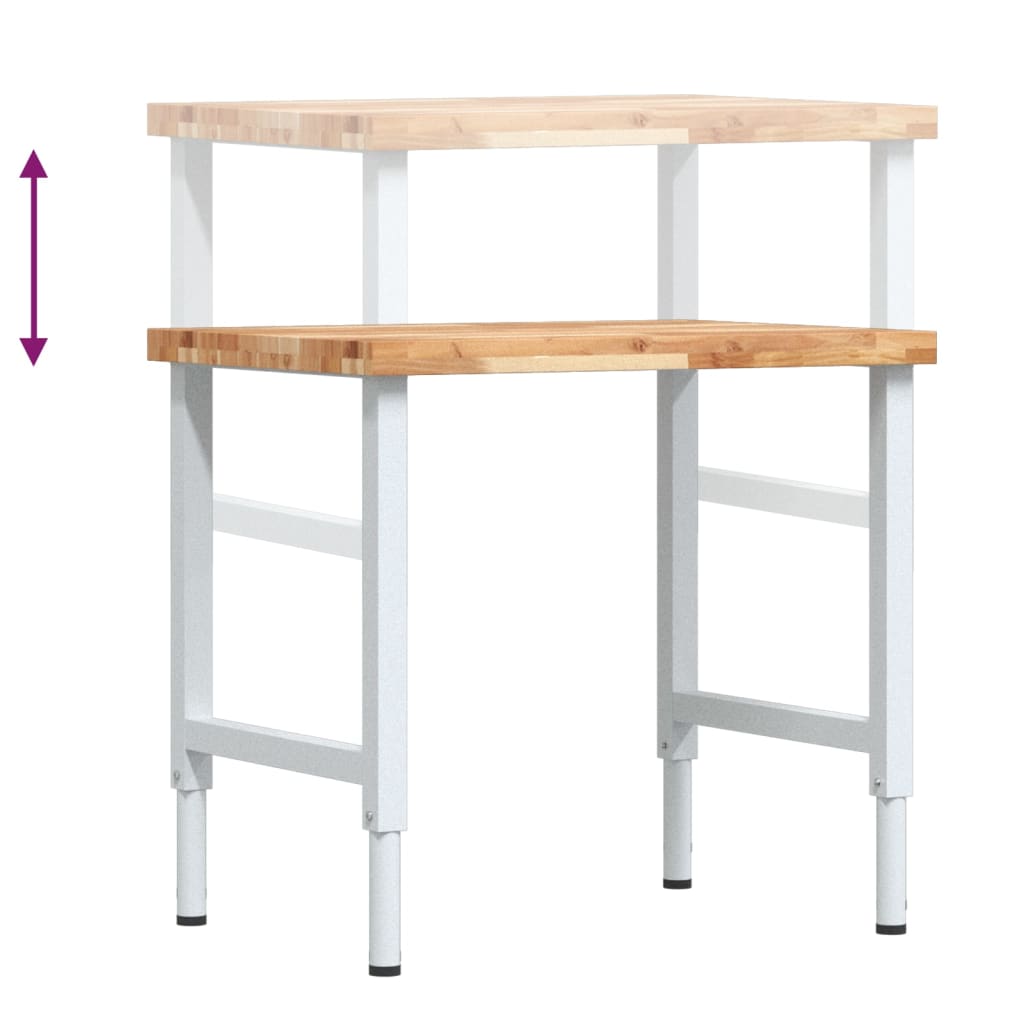 vidaXL Πάγκος Εργασίας Ορθογώνιος 80x60x(73-99,5)εκ Μασίφ Ξύλο Ακακίας