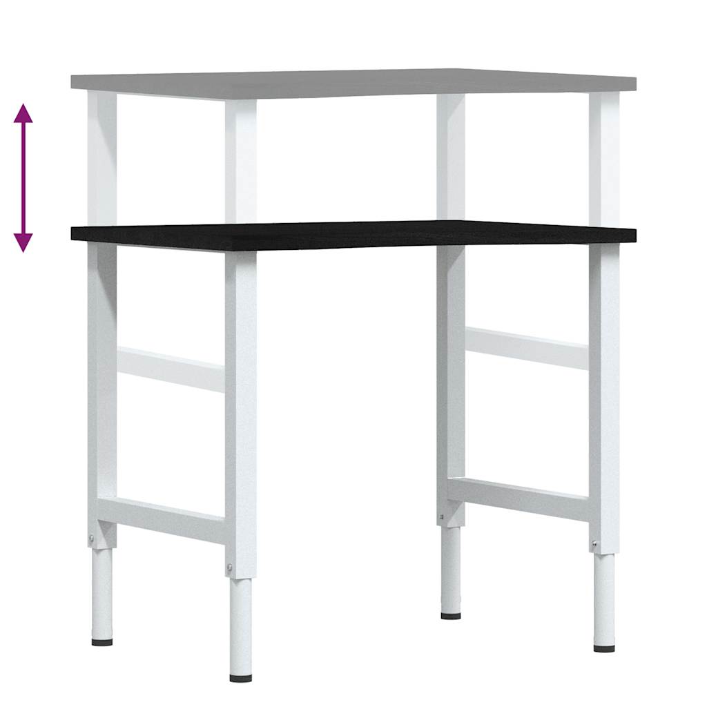 vidaXL πάγκος εργασίας σκούρο καφέ 80x60x(71,5-98) cm μασίφ ξύλο δρυς