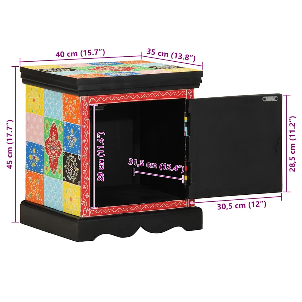 vidaXL Κομοδίνο Πολύχρωμο 40x35x45 cm από μασίφ ξύλο Mango