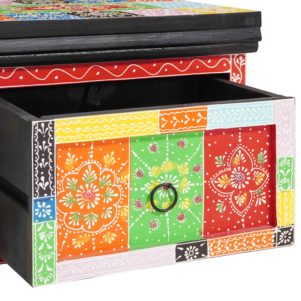 vidaXL Κομοδίνο με συρτάρι Πολύχρωμο 40 x 30 x 28 εκ Μασίφ ξύλο μάνγκο