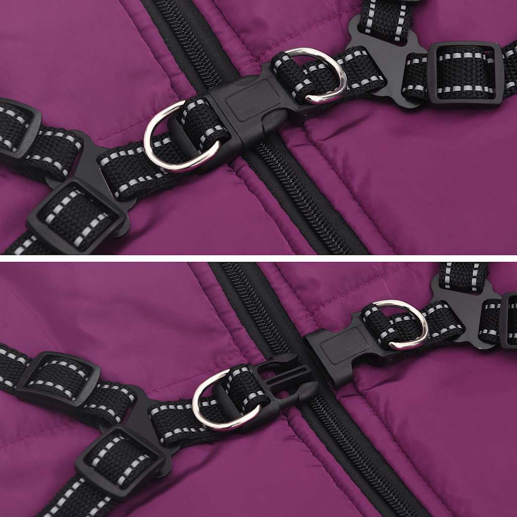 vidaXL παλτό σκύλου με ιμάντα αδιάβροχο αντανακλαστικό μοβ L68