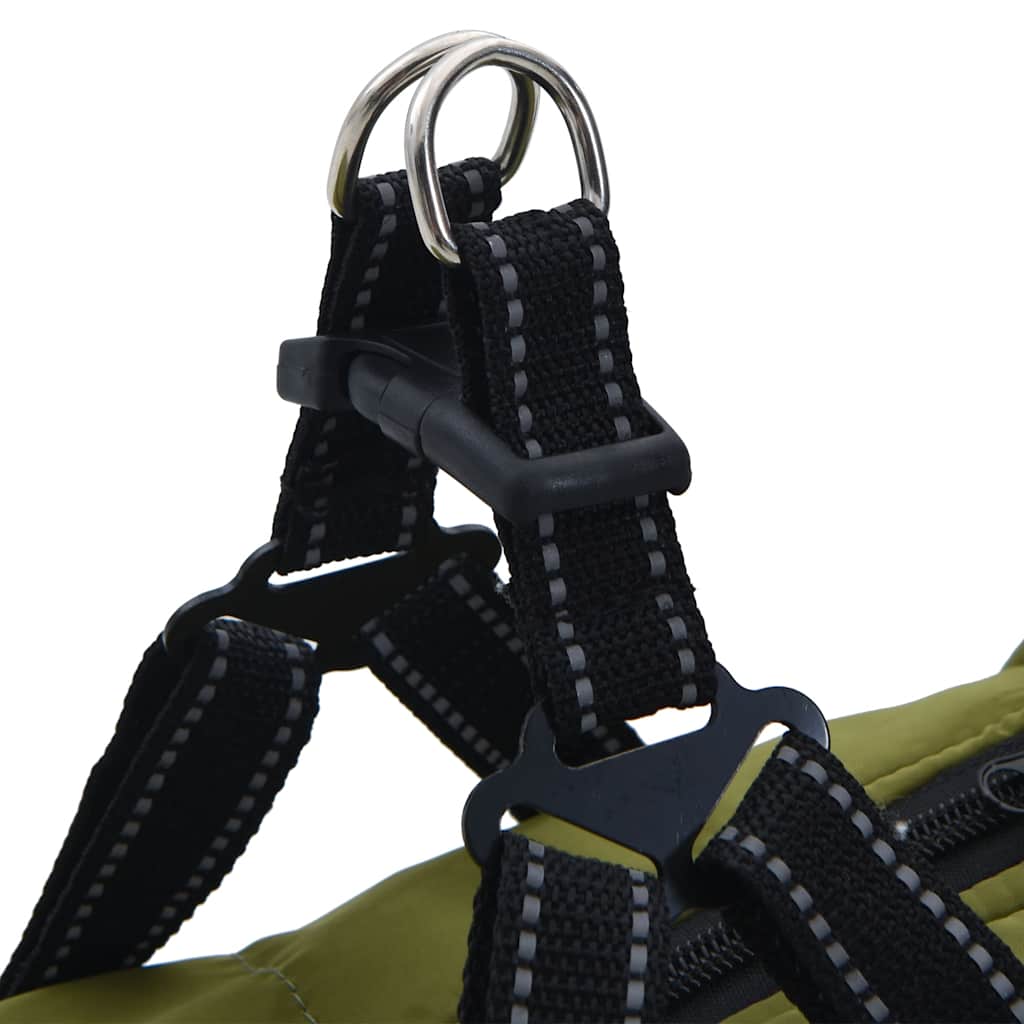 vidaXL παλτό σκύλου με ιμάντα Αδιάβροχο αντανακλαστικό πράσινο L44