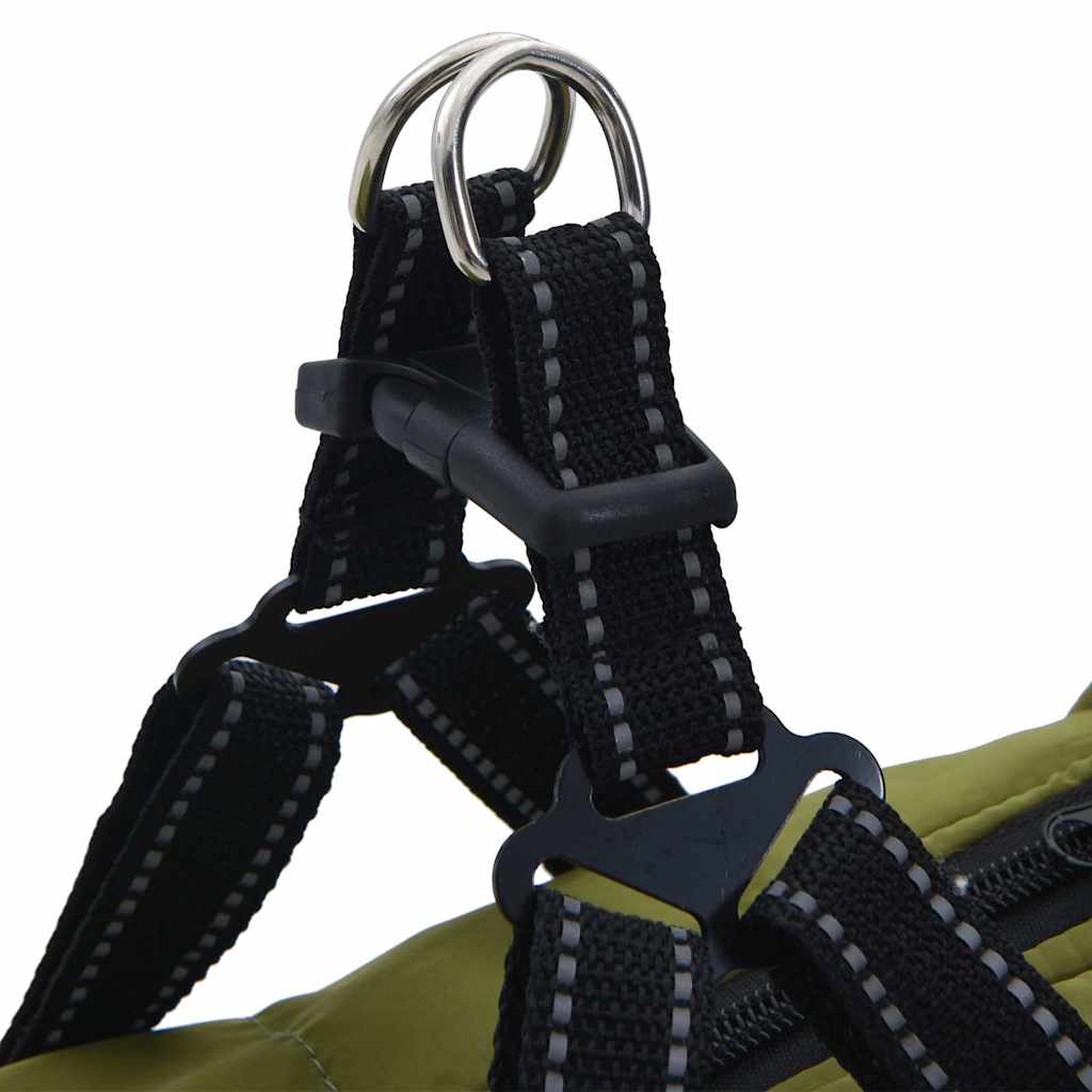 vidaXL παλτό σκύλου με ιμάντα Αδιάβροχο αντανακλαστικό πράσινο L68