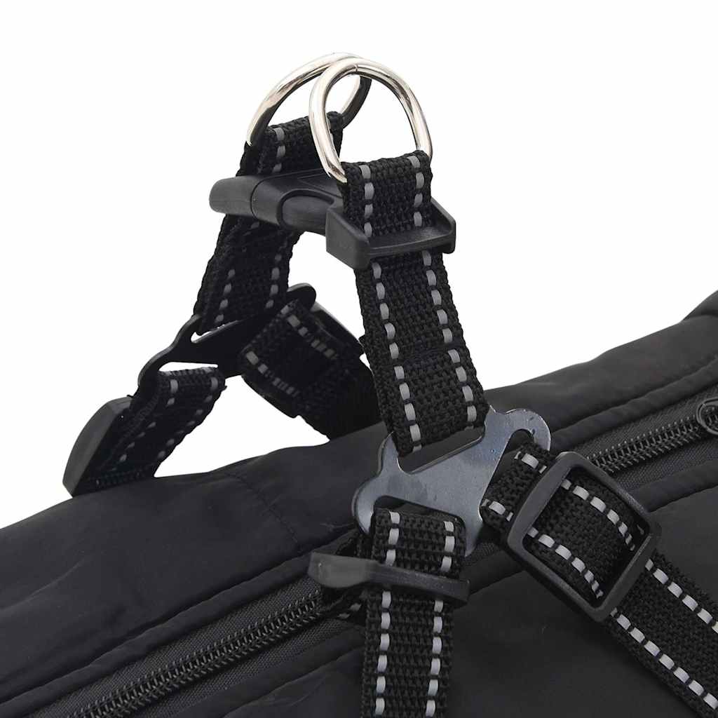 vidaXL παλτό σκύλου με ιμάντα αδιάβροχο αντανακλαστικό μαύρο L44