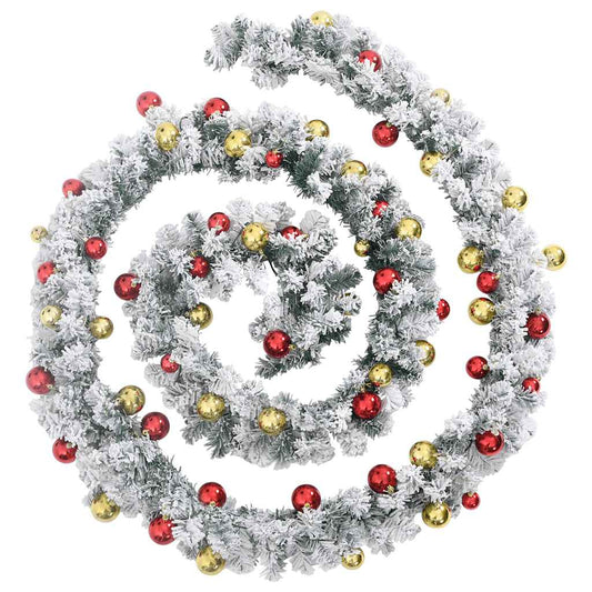 vidaXL Χριστουγεννιάτικη γιρλάντα με μπιχλιμπίδια φώτα LED Πράσινο 10m