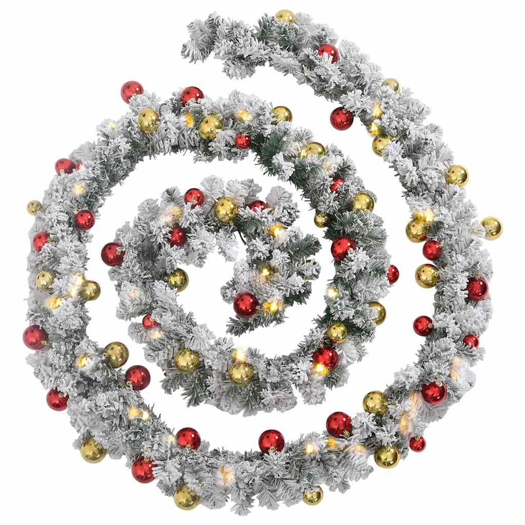 vidaXL Χριστουγεννιάτικη γιρλάντα με μπιχλιμπίδια φώτα LED Πράσινο 20m